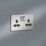 Knightsbridge  13A 2-Gang DP Switched Double Socket Polished Chrome  with Black Inserts