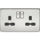 Knightsbridge  13A 2-Gang DP Switched Double Socket Polished Chrome  with Black Inserts