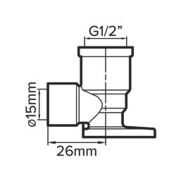 Flomasta  Brass End Feed Adapting 90° Wall Plate Elbow 15mm x 1/2"