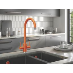 ETAL Sorrento Twin Lever Kitchen Mixer Tap Matt Orange