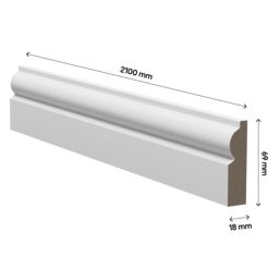 Essentials Primed MDF Torus Architrave 2100mm x 69mm x 18mm 5 Pack