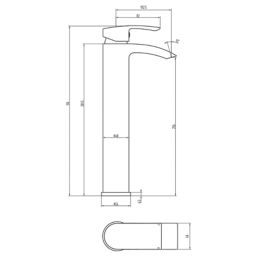 Highlife Bathrooms Coll Chrome 315mm Tall Lever Mono Basin Mixer Tap