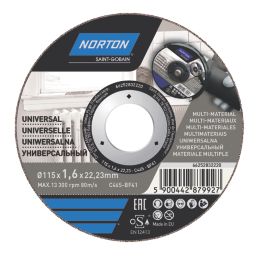 Norton  Multi-Material Cutting Discs 115mm (4 1/2") x 22.23mm 5 Pack