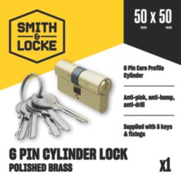 Smith & Locke  6-Pin Cylinder Lock 50-50 (100mm) Brass