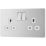 British General Evolve 13A 2-Gang SP Switched Socket Brushed Steel  with White Inserts