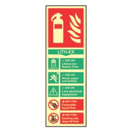 Photoluminescent "Fire Extinguisher Lithium-lon" Sign 300mm x 100mm