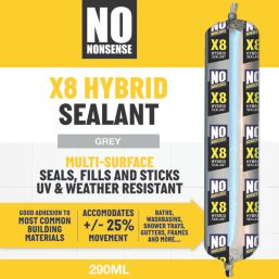 No Nonsense X8 Hybrid Sealant & Adhesive Grey 400ml