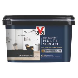 V33 2Ltr Graphite Black Satin Acrylic Multi Surface Paint
