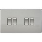 Knightsbridge  10AX 4-Gang 2-Way Light Switch  Brushed Chrome