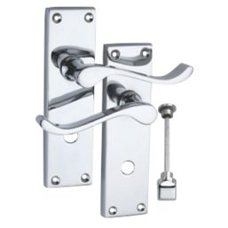 Smith & Locke  Fire Rated WC Door Handles Pair Polished Chrome