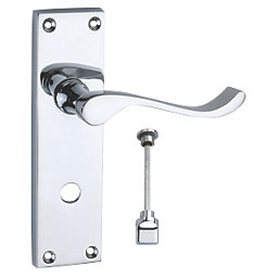 Smith & Locke  Fire Rated WC Door Handles Pair Polished Chrome