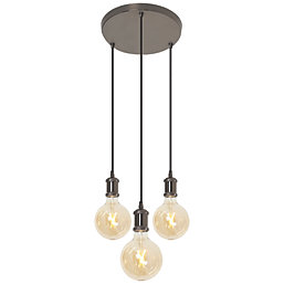 4lite WiZ Connected LED 3-Way Circular Smart Pendant Light Blackened Silver 6.5W 720lm