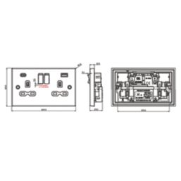 Knightsbridge  13A 2-Gang SP Switched Socket + 4.0A 20W 2-Outlet Type A & C USB Charger Antique Brass with Black Inserts