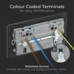 British General Evolve 13A 2-Gang SP Switched Socket + 3A 45W 2-Outlet Type A & C USB Charger Copper with Black Inserts