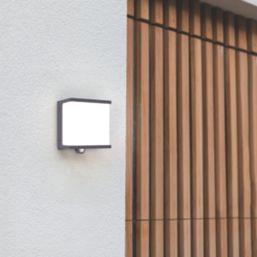 Lutec Doblo Outdoor LED Solar Wall Light With PIR Sensor Dark Grey 1000lm