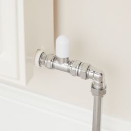Flomasta  1/2" x 15mm White/Chrome Straight & L/S Modern Thermostatic Radiator Valve & Lockshield