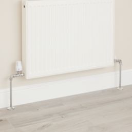 Flomasta  1/2" x 15mm White/Chrome Straight & L/S Modern Thermostatic Radiator Valve & Lockshield