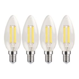 LAP  E14 Candle LED Light Bulb Clear 470lm 2.9W 4 Pack
