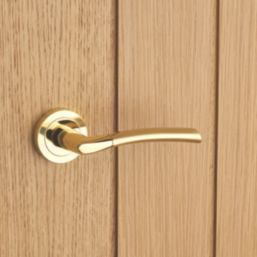 Designer Levers Augusta Door Handle Pair Polished / Brushed Brass