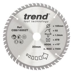 Trend CSB/16552T Wood Thin Kerf Circular Saw Blade for Cordless Saws 165mm x 20mm 52T