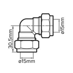 Flomasta  Brass Compression Equal 90° Elbows 15mm 10 Pack