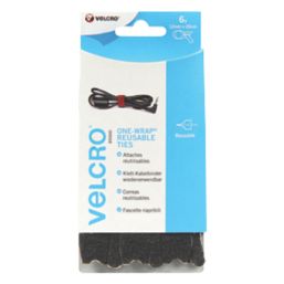 Velcro Brand One-Wrap Black Reusable Ties 200mm x 12mm 6 Pack