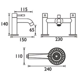 Bristan Mila Chrome 140mm Deck Mounted Dual Control Manual Shower Mixer Tap
