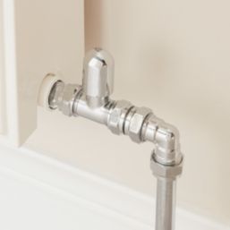Flomasta  1/2" x 15mm Chrome Straight & L/S Modern Thermostatic Radiator Valve & Lockshield
