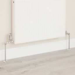 Flomasta  1/2" x 15mm Chrome Straight & L/S Modern Thermostatic Radiator Valve & Lockshield