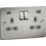 Knightsbridge  13A 2-Gang SP Switched Socket + 4.0A 20W 2-Outlet Type A & C USB Charger Brushed Chrome with Grey Inserts