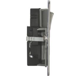 Knightsbridge  13A 2-Gang SP Switched Socket + 4.0A 20W 2-Outlet Type A & C USB Charger Brushed Chrome with Grey Inserts