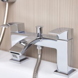 ETAL Kinlin Chrome 143mm Deck Mounted Dual Control Manual Shower Mixer Tap
