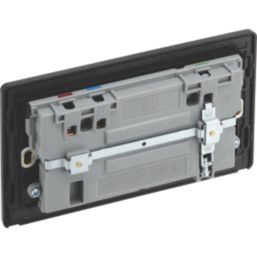 British General Evolve 13A 2-Gang SP Switched Socket + 3A 45W 2-Outlet Type A & C USB Charger Satin Brass with Black Inserts