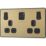 British General Evolve 13A 2-Gang SP Switched Socket + 3A 45W 2-Outlet Type A & C USB Charger Satin Brass with Black Inserts