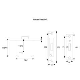 ERA 3 Lever Brass Mortice Deadlock 76mm Case - 56mm Backset