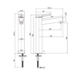 Swirl Bonda Black 250mm Standard Round Head Mono Basin Mixer Tap