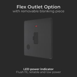 British General Evolve 13A Unswitched Fused Spur with LED Matt Black with Black Inserts