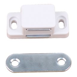 Essentials 2-Hole Magnetic Cabinet Catch White 37mm x 15mm 10 Pack