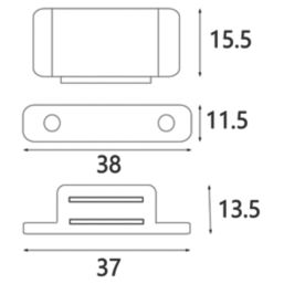 Essentials 2-Hole Magnetic Cabinet Catch White 37mm x 15mm 10 Pack