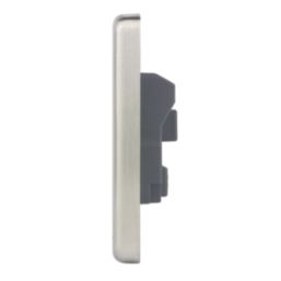 Hager Sollysta WRS51BSW 5A 1-Gang Unswitched Round Pin Socket Brushed Steel with White Inserts