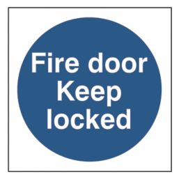 Essentials  Non Photoluminescent "Fire Door Keep Locked" Sign 100mm x 100mm