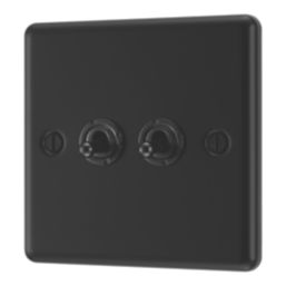 LAP  20A 16AX 2-Gang 2-Way Switch  Matt Black with Colour-Matched Inserts