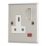 Contactum Iconic 13A 1-Gang DP Switched Socket Outlet Brushed Steel with Neon with White Inserts