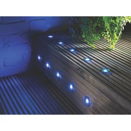 LAP Coldstrip 30mm Outdoor Blue Round LED Recessed Deck Light Kit Brushed Chrome 4.4W 10 Pack