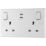 British General 800 Series 13A 2-Gang SP Switched Socket + 3.25A 22W 2-Outlet Type C USB Charger White