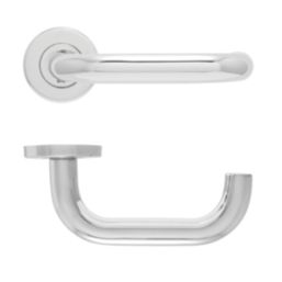Eclipse Precision Safety Fire Rated Lever on Rose Door Handle Pair Polished Stainless Steel