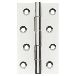 Polished Chrome  Solid Drawn Butt Hinges 100mm x 60mm 2 Pack