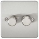 Knightsbridge  2-Gang 2-Way LED Intelligent Dimmer Switch  Brushed Chrome