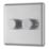 LAP  2-Gang 2-Way LED Dimmer Switch  Brushed Steel with Colour-Matched Inserts