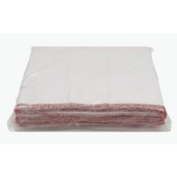 L-PRO Extra Large Knitted Cloths / Dishcloths White with Red Hemmed Edge 30cm x 50cm 20 Pack